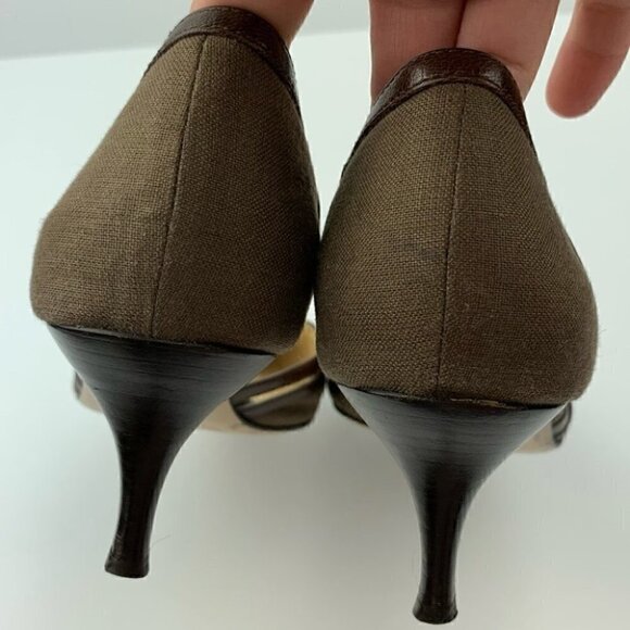 Isaac heels 8.5 brown army green Italian leather old money corp core 90s y2k - Picture 8 of 12